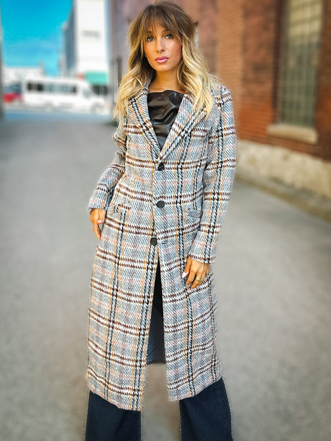 Sage the Label Flower Bed Plaid Coat