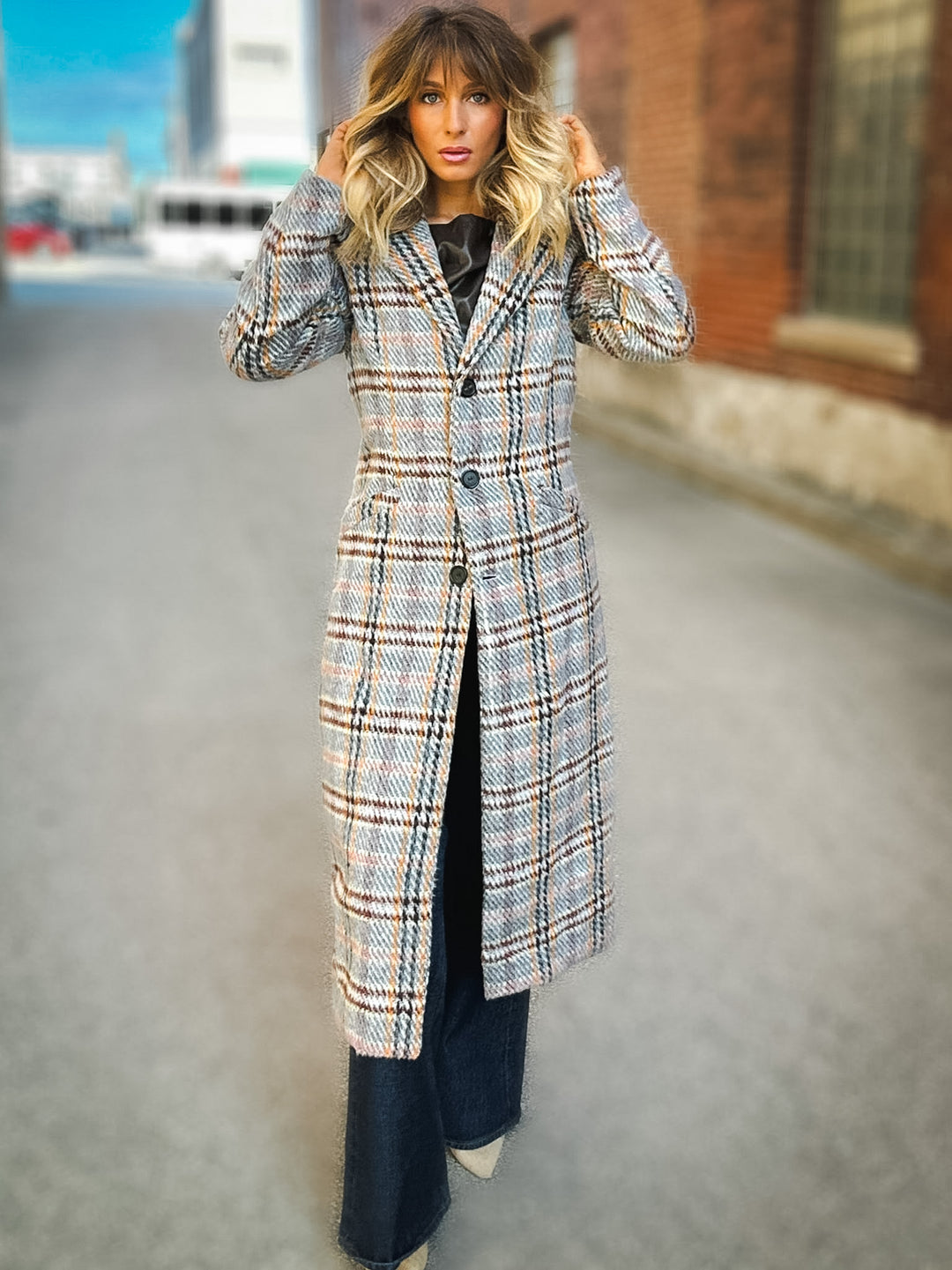 Sage the Label Flower Bed Plaid Coat