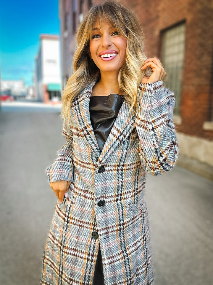 Sage the Label Flower Bed Plaid Coat