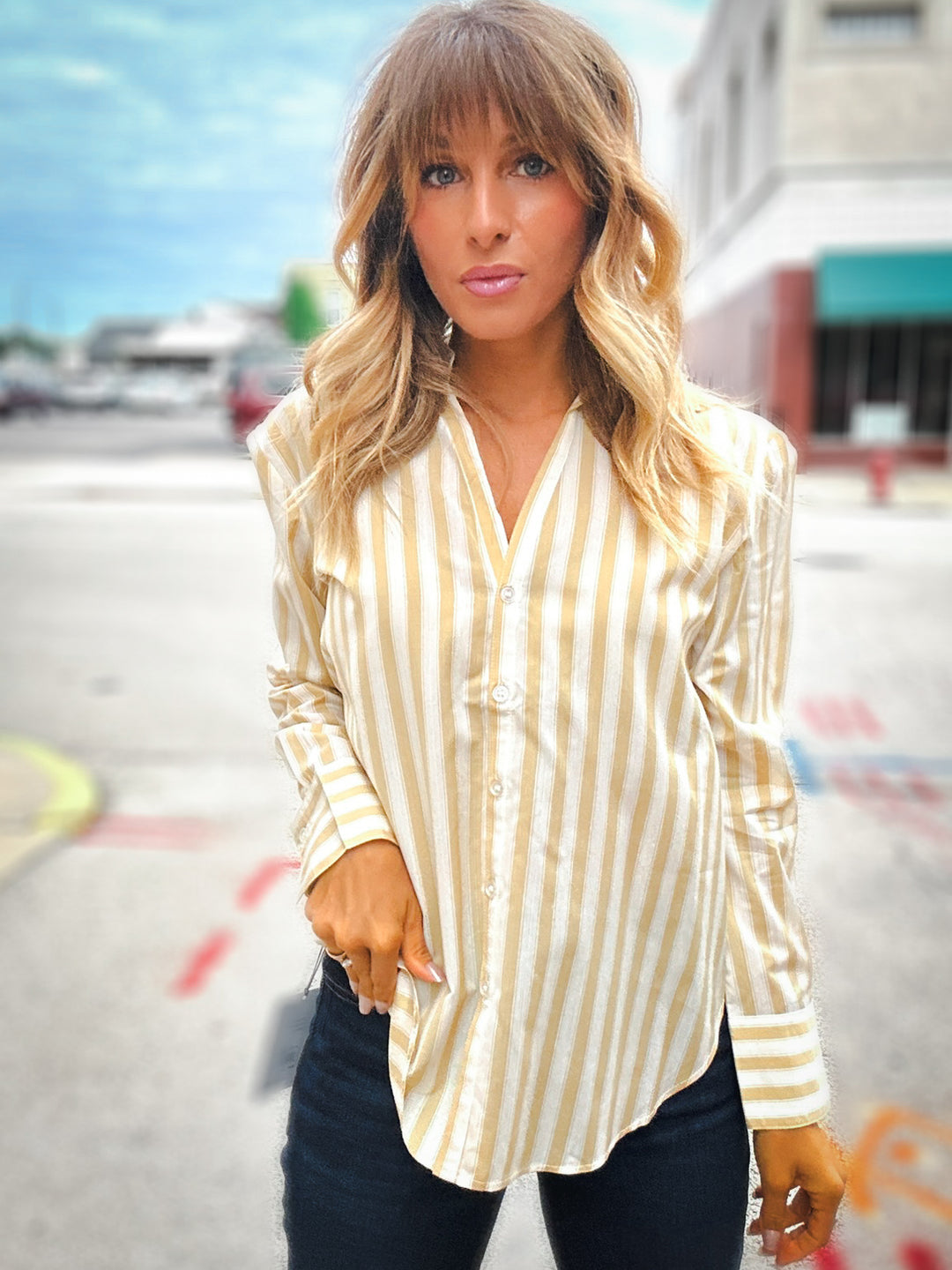 Z Supply Golden Haven Stripe Button Up