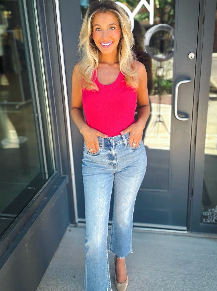 Daze Denim Shy Girl High Rise Crop Flare in Marina Vintage