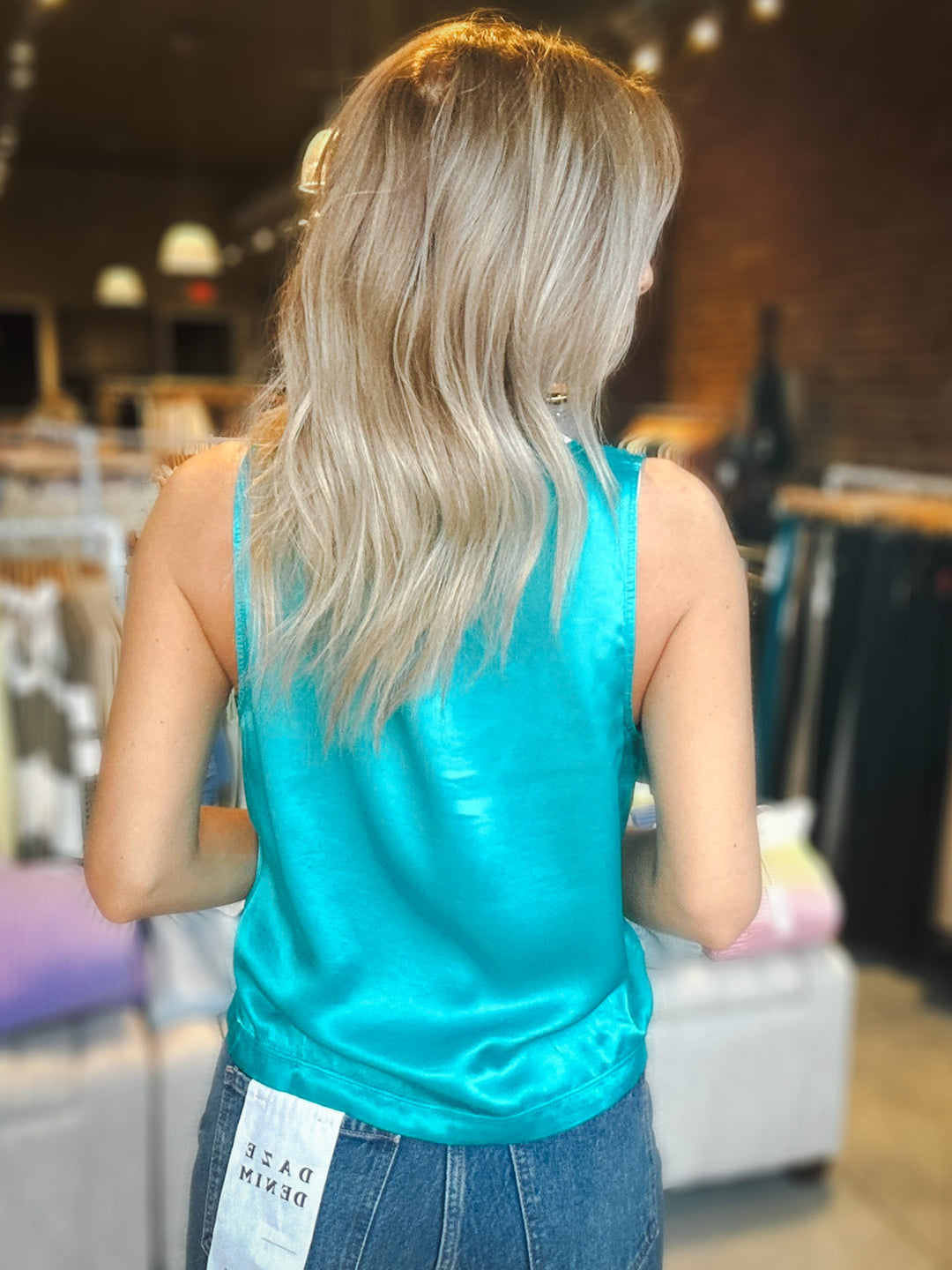 LA Made Lila Satin V-Neck Tank