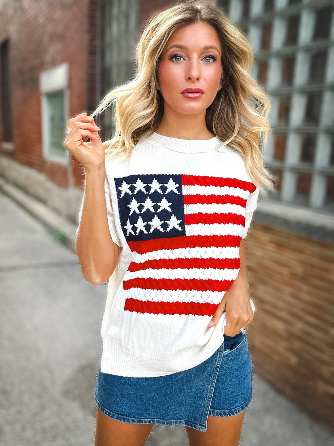 Stars, Stripes & Style Crew Neck Sweater