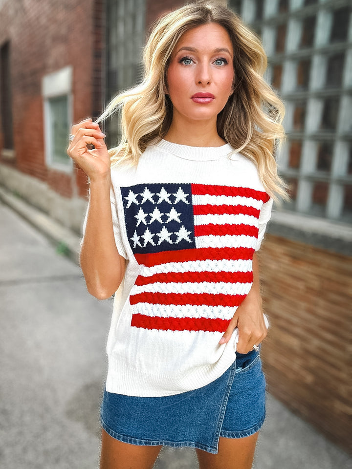 Stars, Stripes & Style Crew Neck Sweater