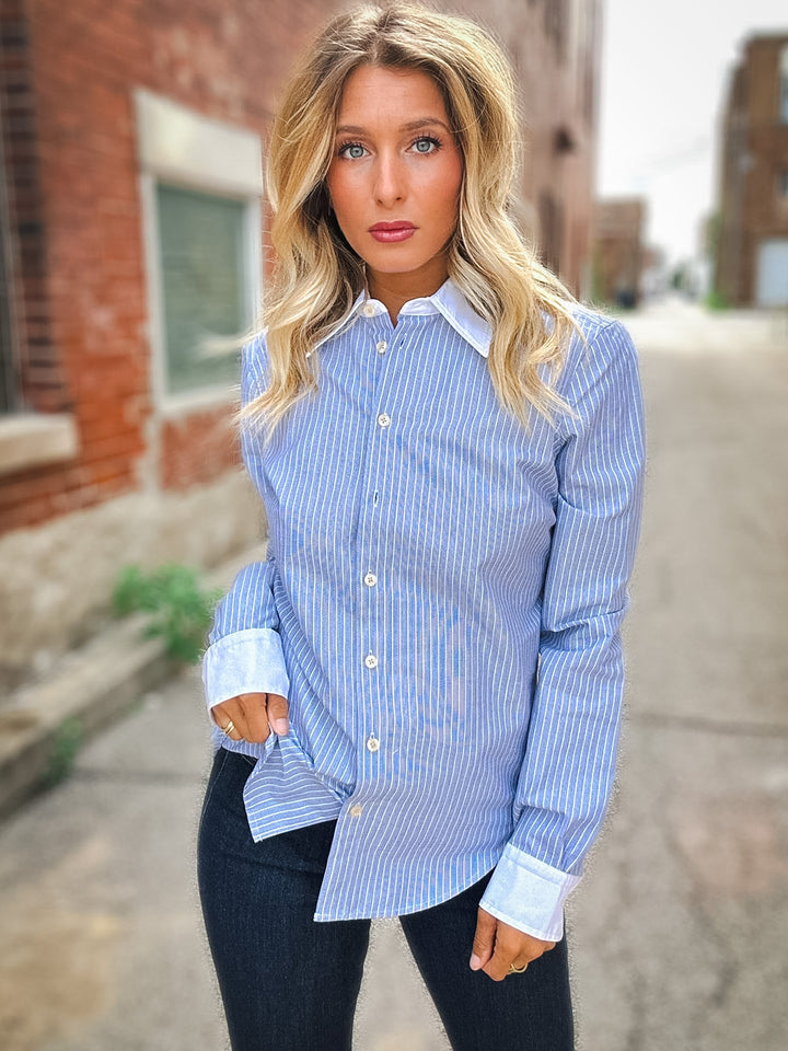 Good American The Oxford Contrast Shirt