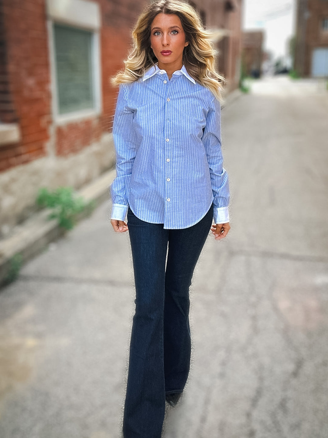 Good American The Oxford Contrast Shirt