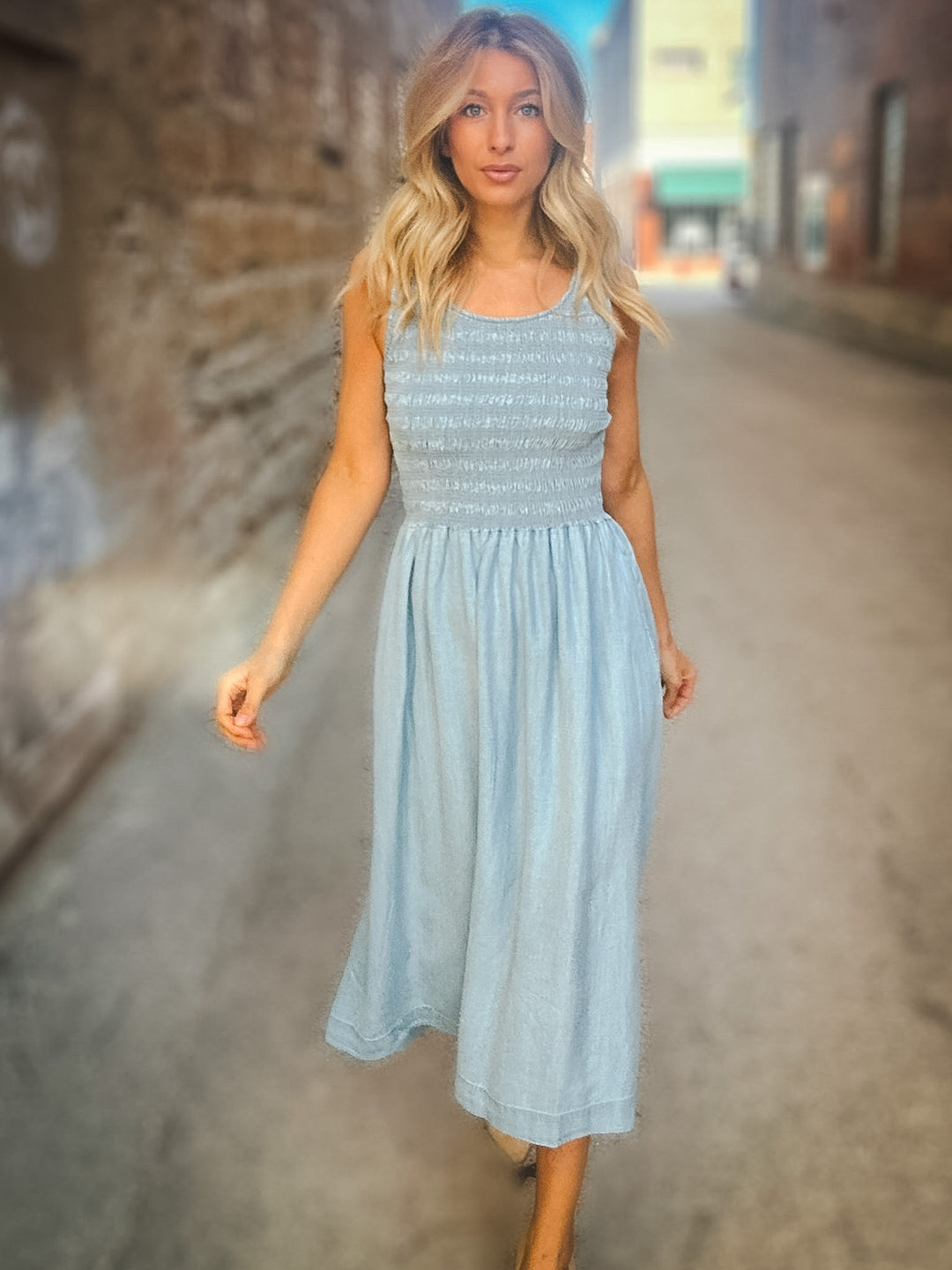 Charlie B Denim Daze Dress S / Soft Blue