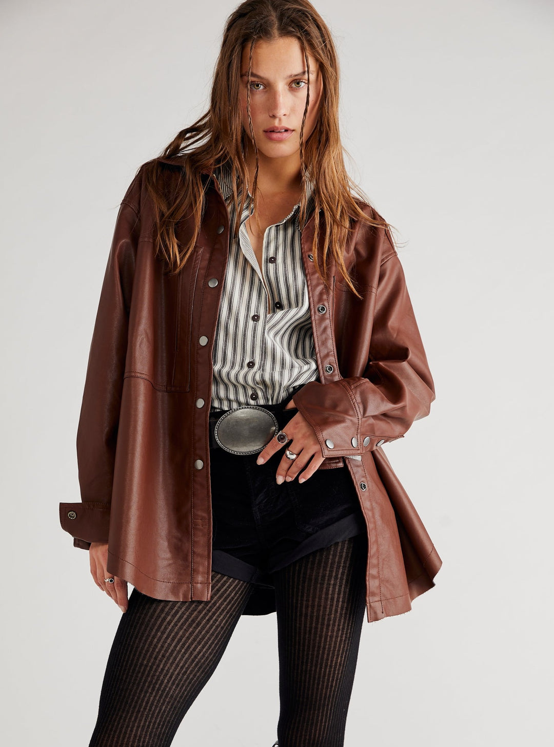Free People Easy Rider Vegan Shacket