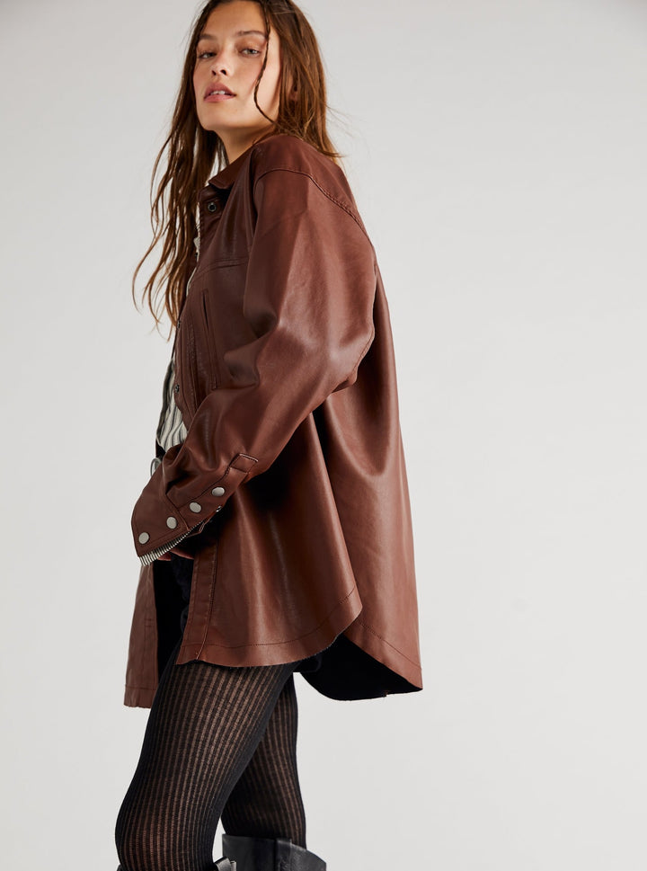 Free People Easy Rider Vegan Shacket