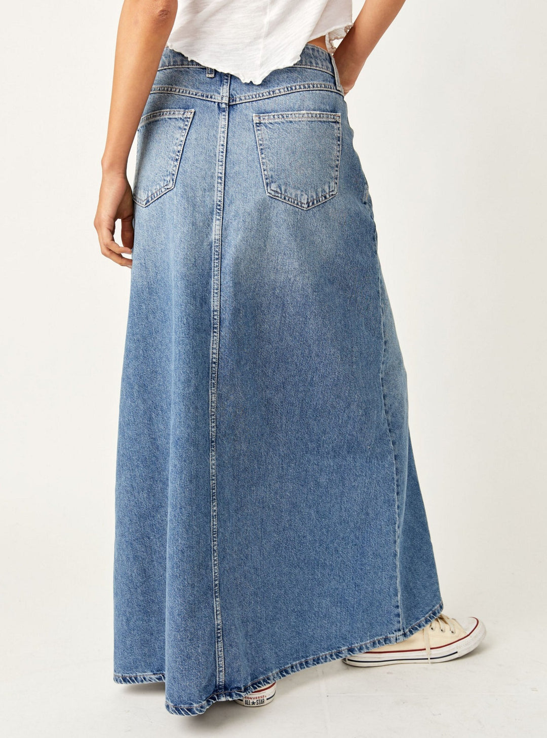 Free People Come As You Are Denim Maxi Skirt