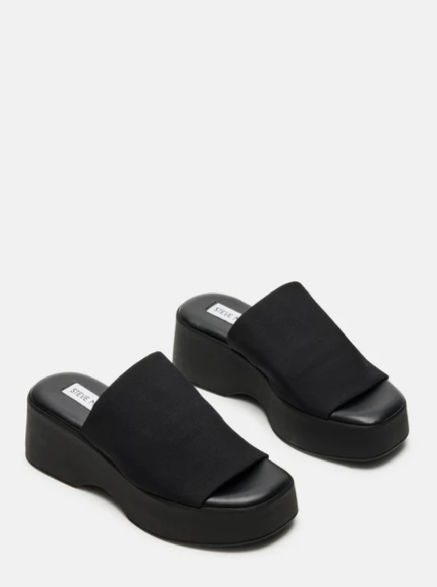Steve madden black platform slides shop