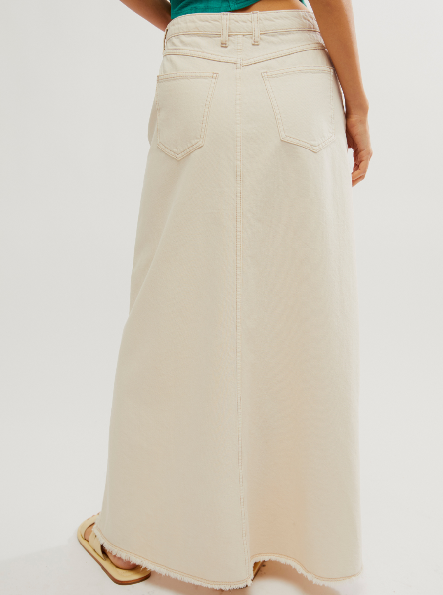 Free People Come As You Are Denim Maxi Skirt