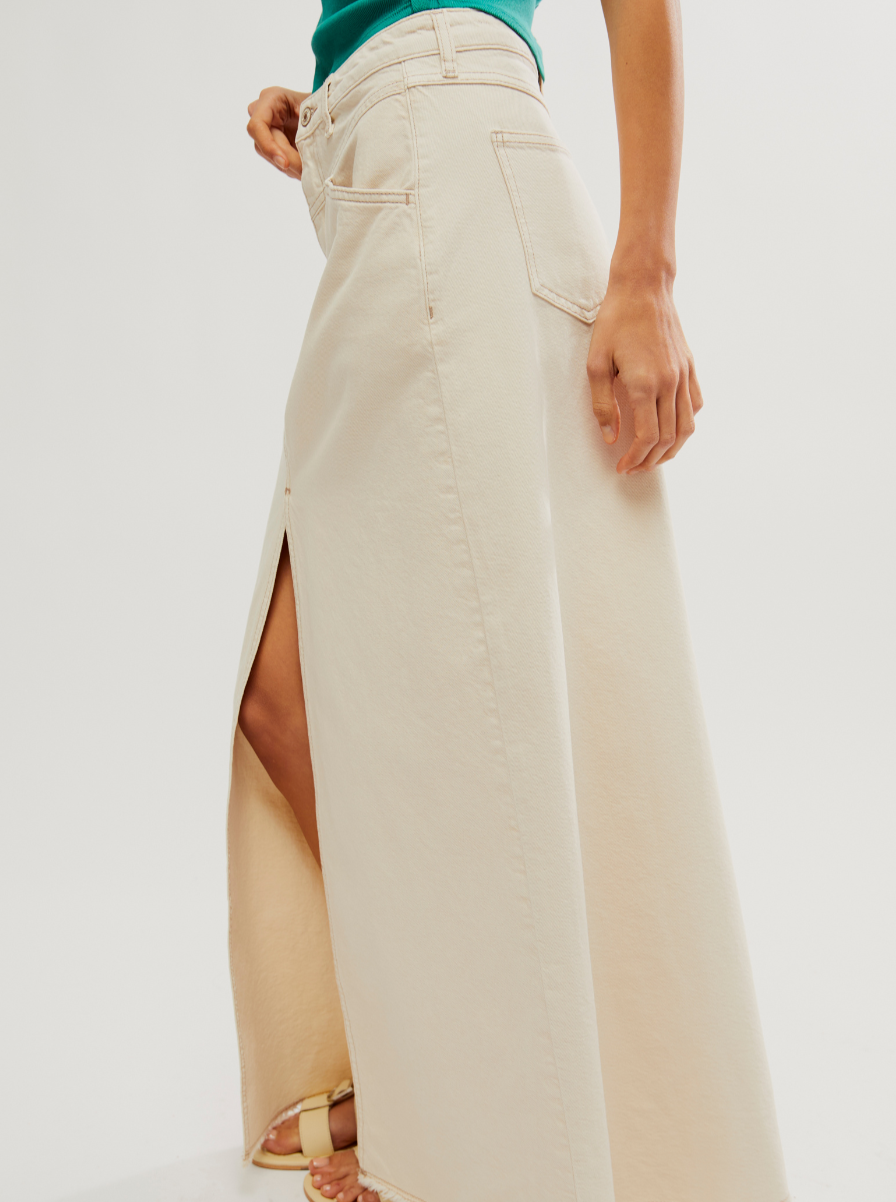 Free People Come As You Are Denim Maxi Skirt
