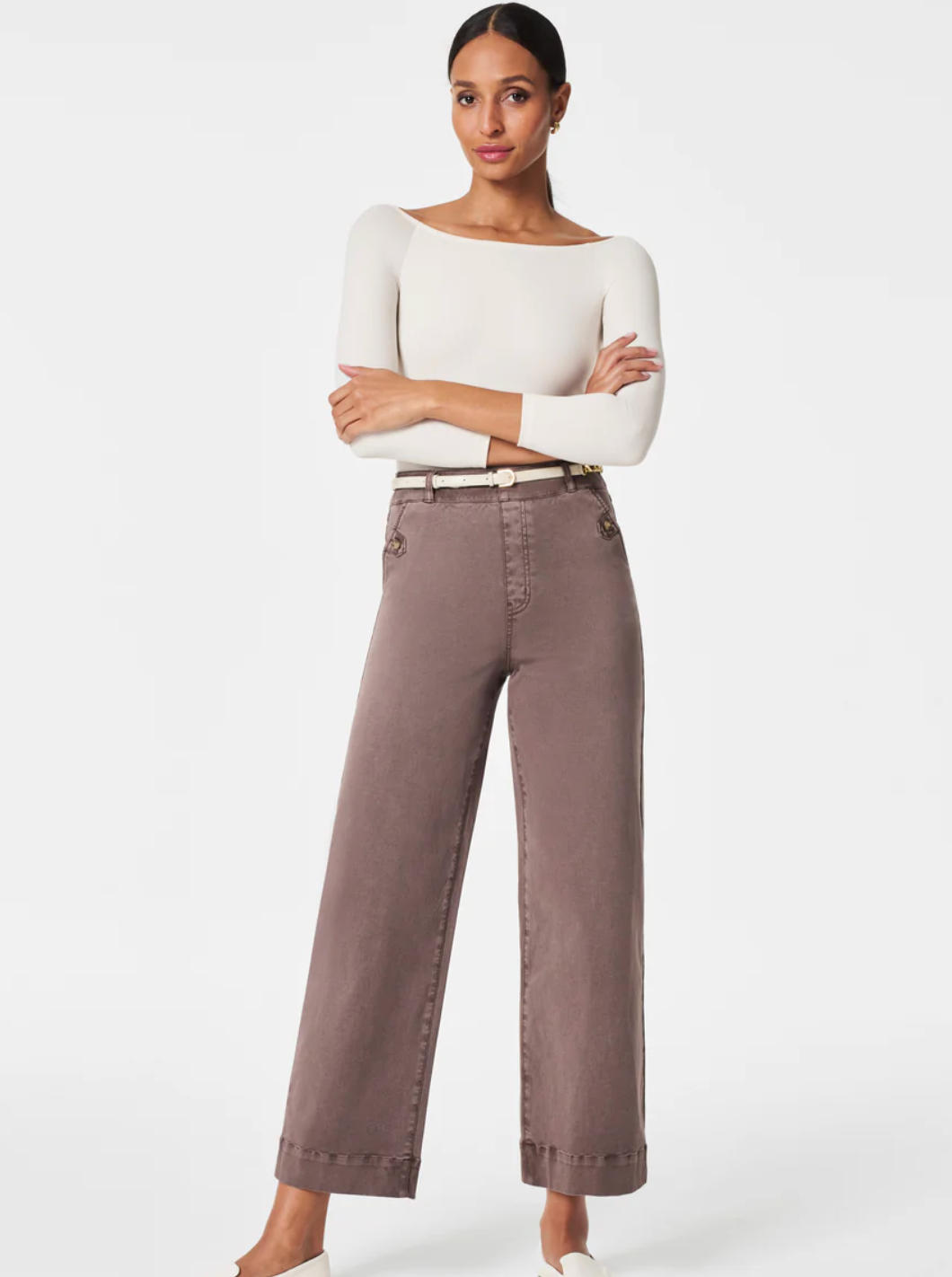 Business Pants for Women High Waisted Stretch Twill Cropped