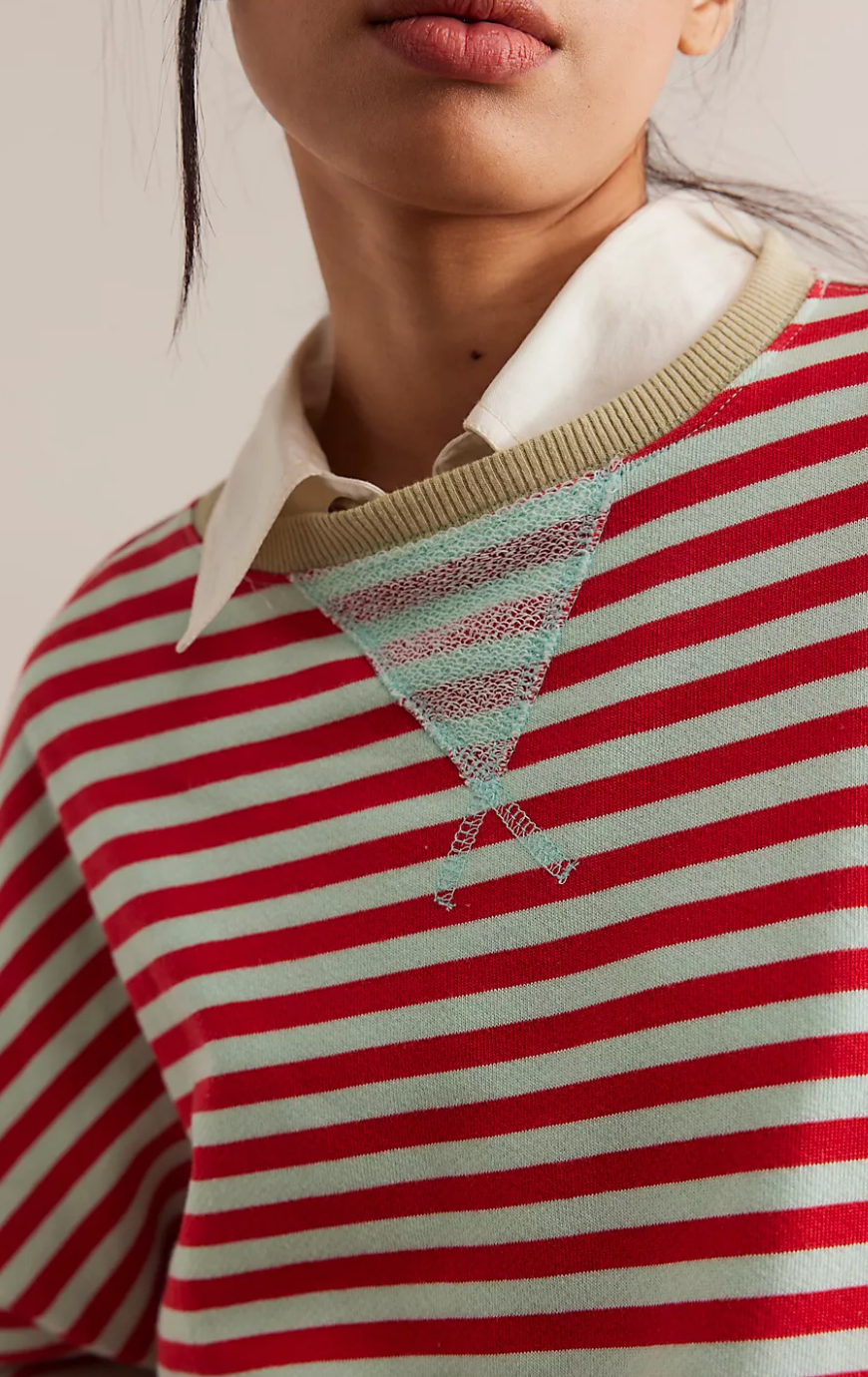 Free People Classic Striped Oversized Crewneck – Kelley Cawley