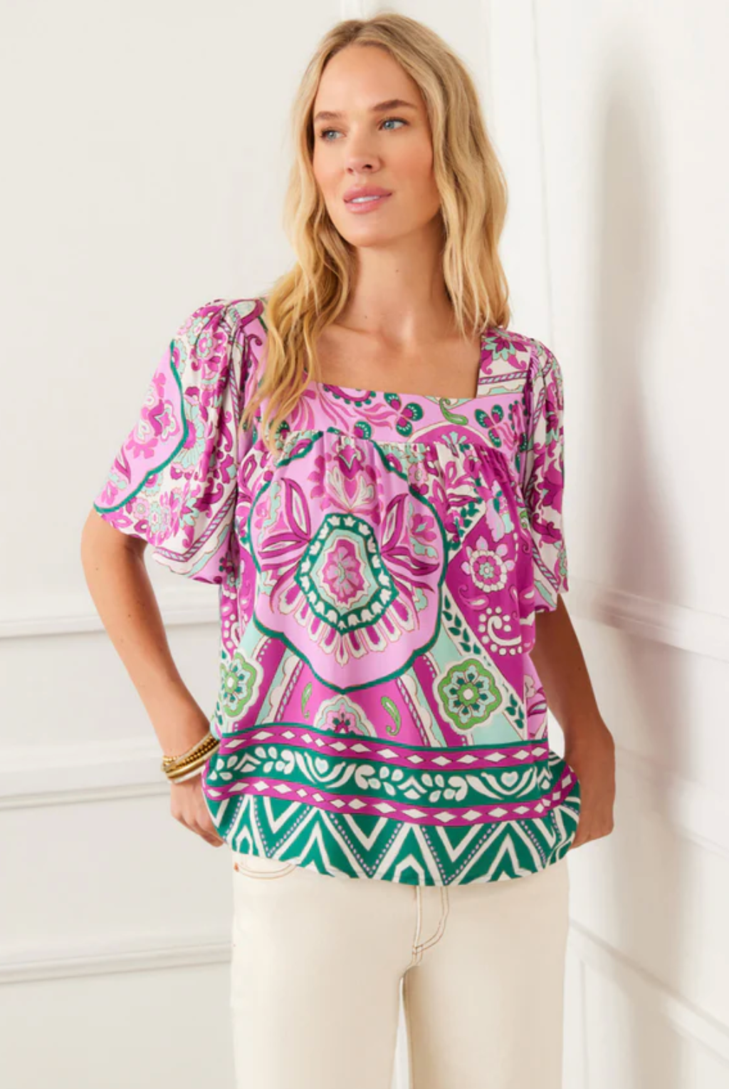 Karen Kane Print & Flare Blouse