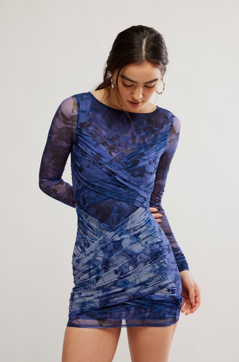 Free People Katana Mini Dress Deep Ocean Blue / S Free People Katana Mini Dress Deep Ocean Blue / S