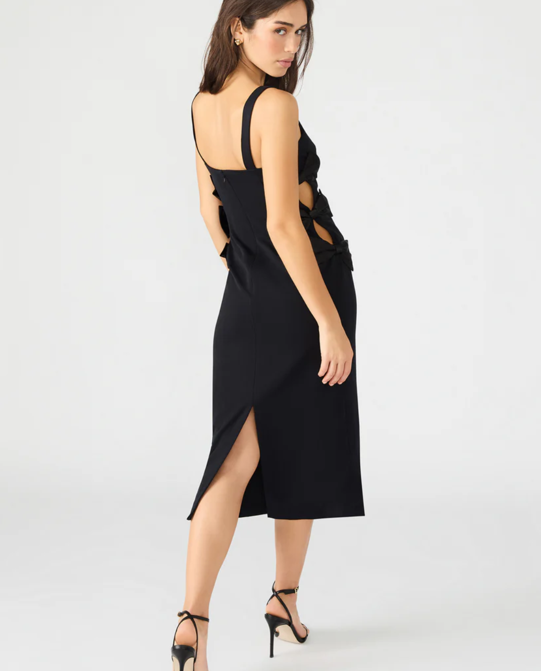 steve madden black dress Steve Madden Women's Hailee Crewneck Lace Midi Dress - Black