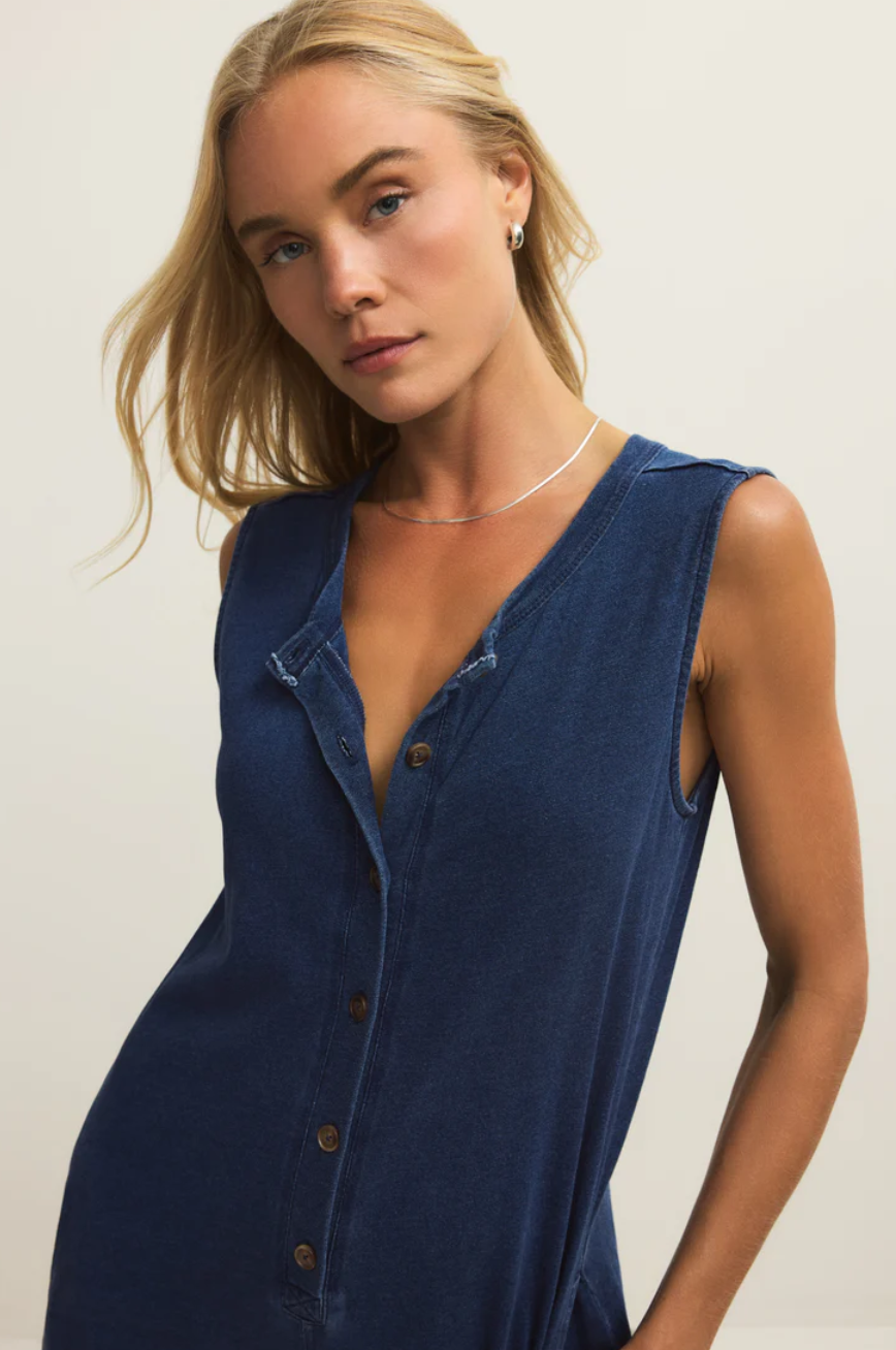 Z Supply Fiona Jersey Denim Jumpsuit