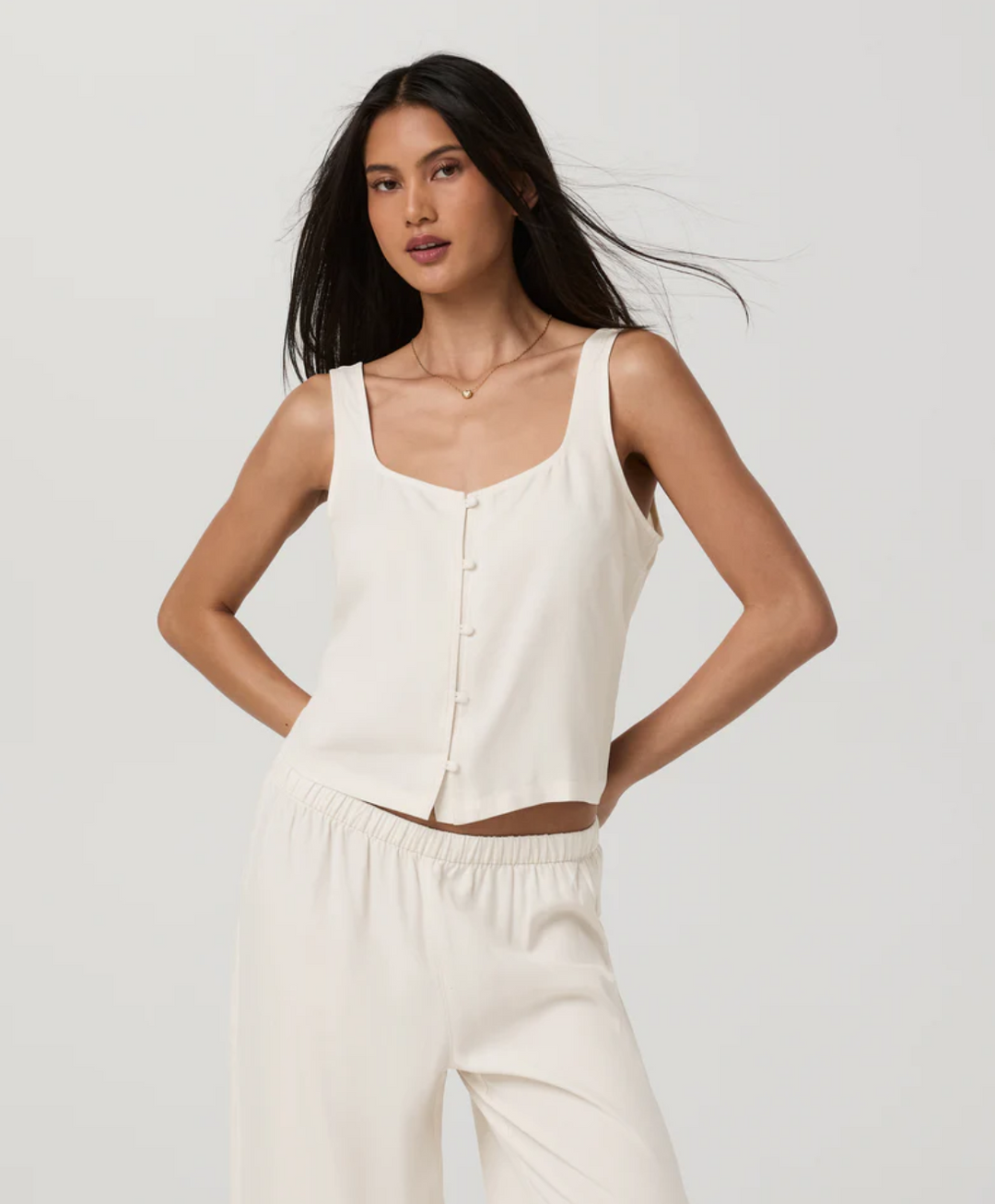 Vuori Trestles Twill Button Front Top