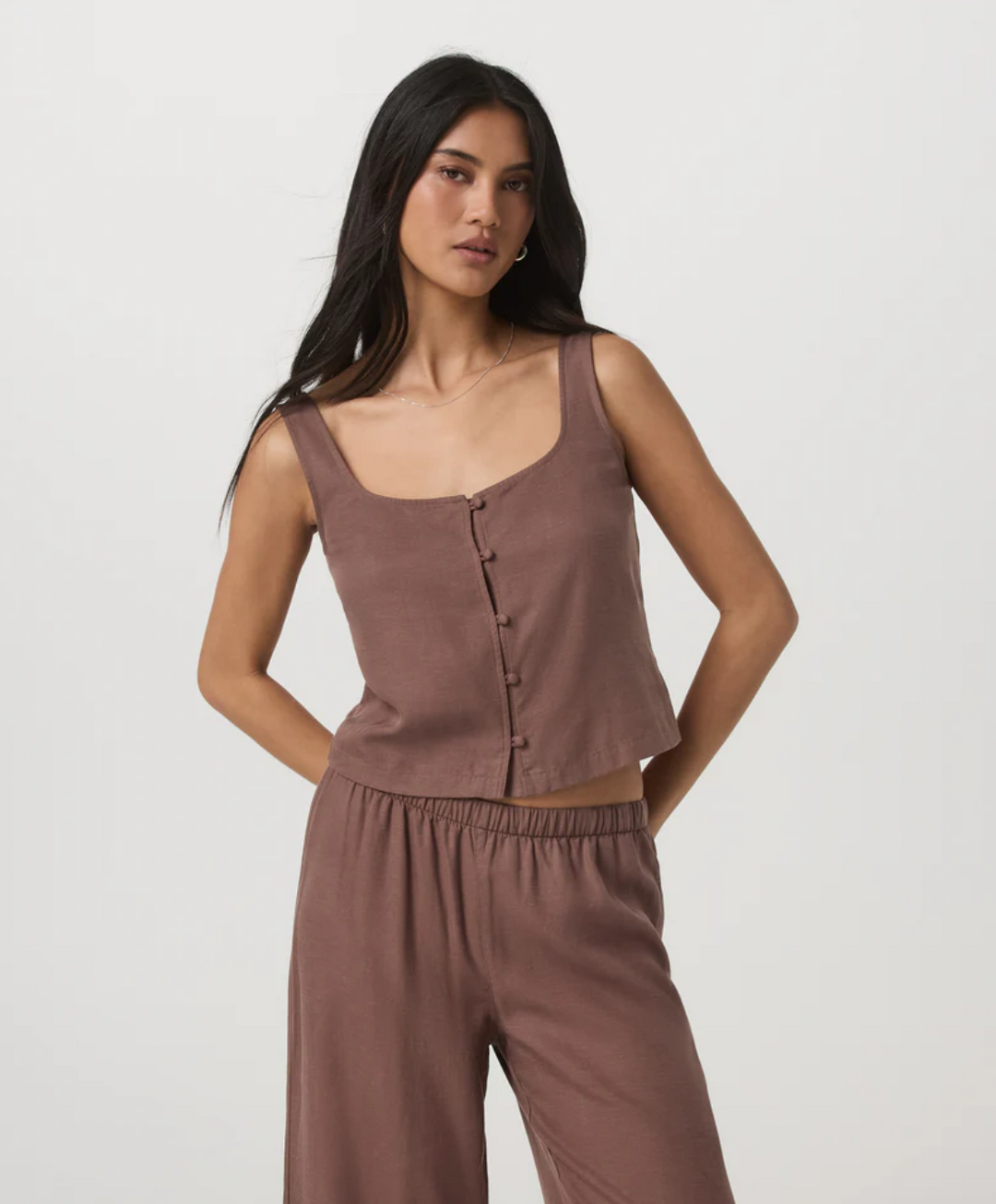 Vuori Trestles Twill Button Front Top