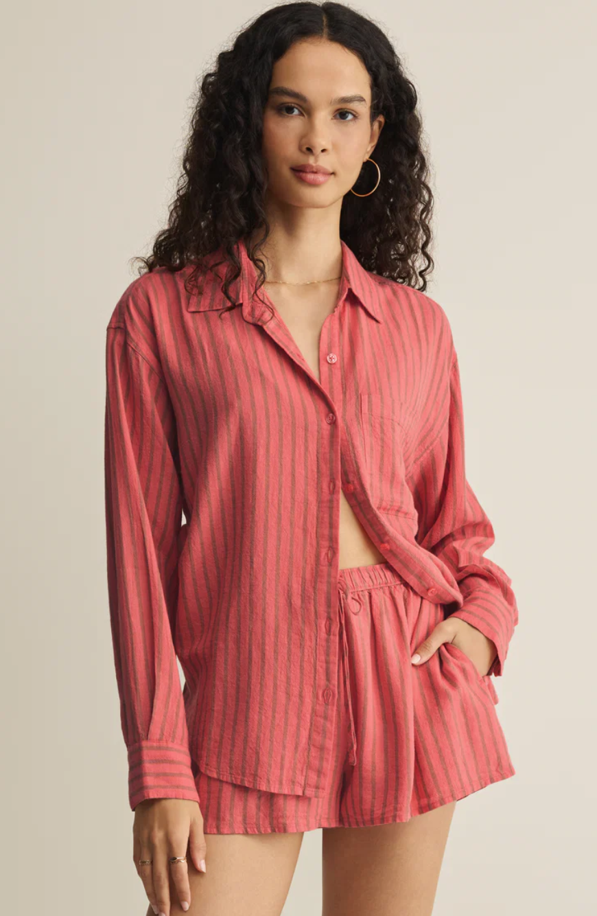 Z Supply The Perfect Striped Linen Button Up