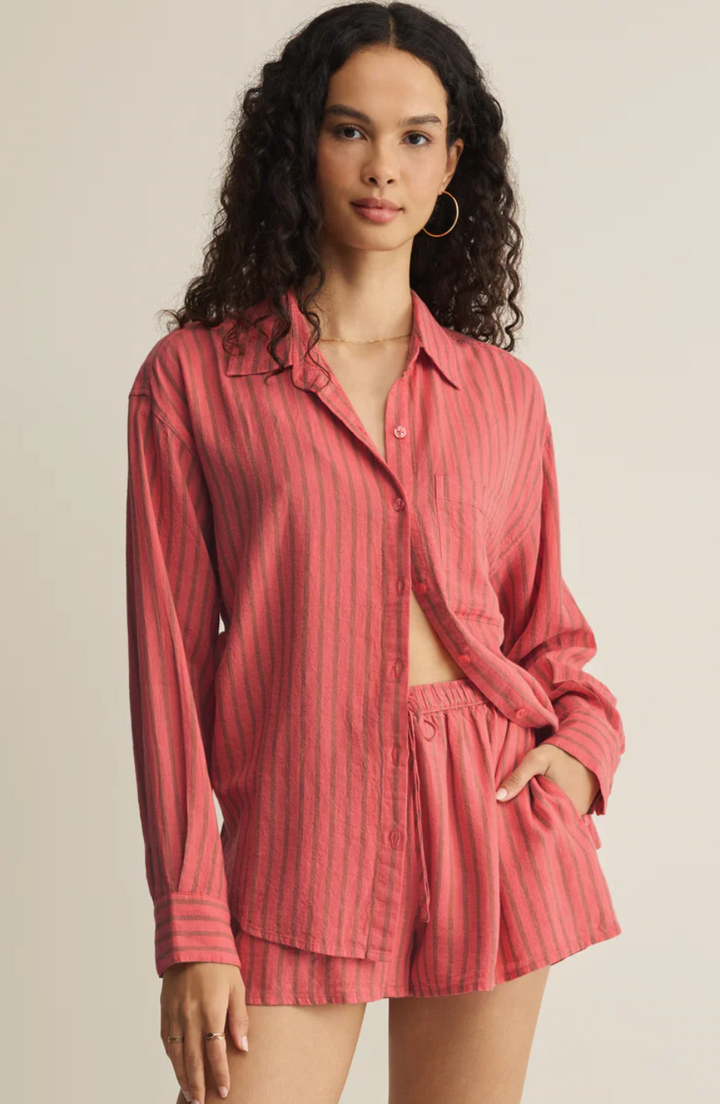 Z Supply The Perfect Striped Linen Button Up