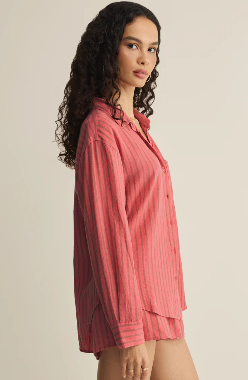 Z Supply The Perfect Striped Linen Button Up