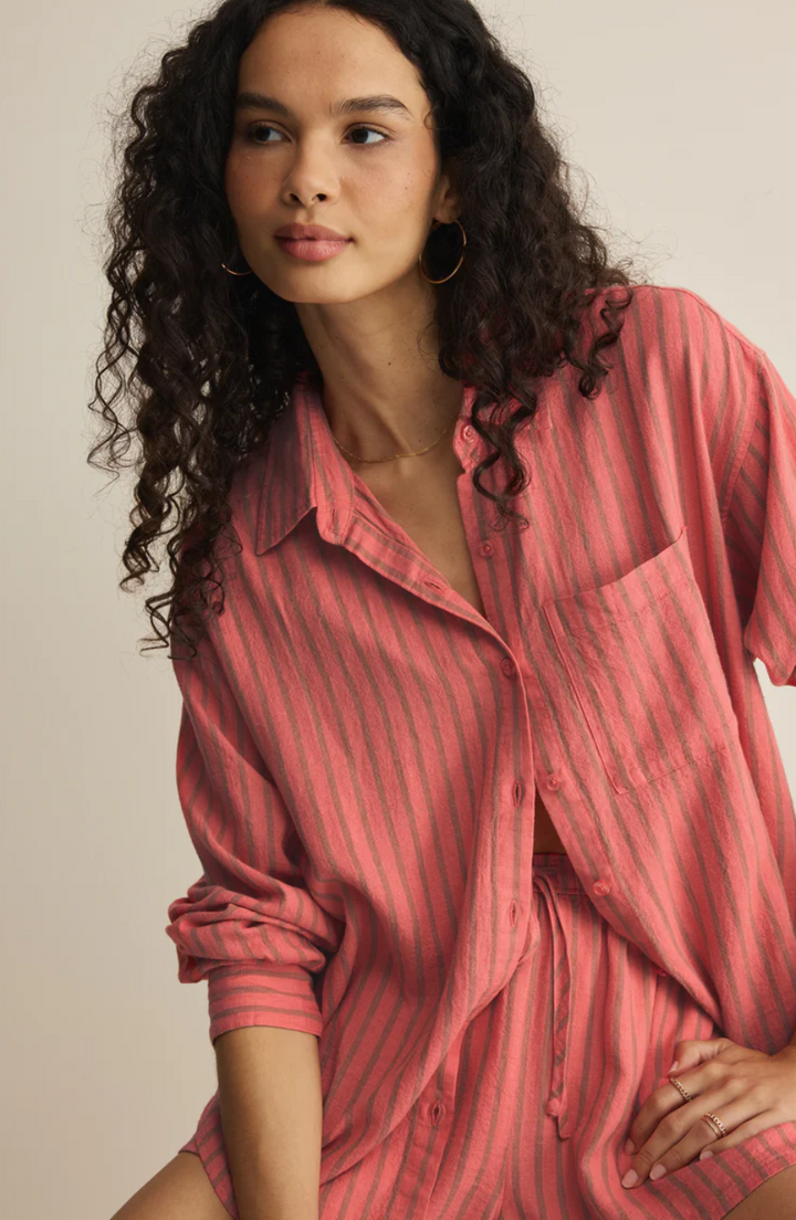 Z Supply The Perfect Striped Linen Button Up