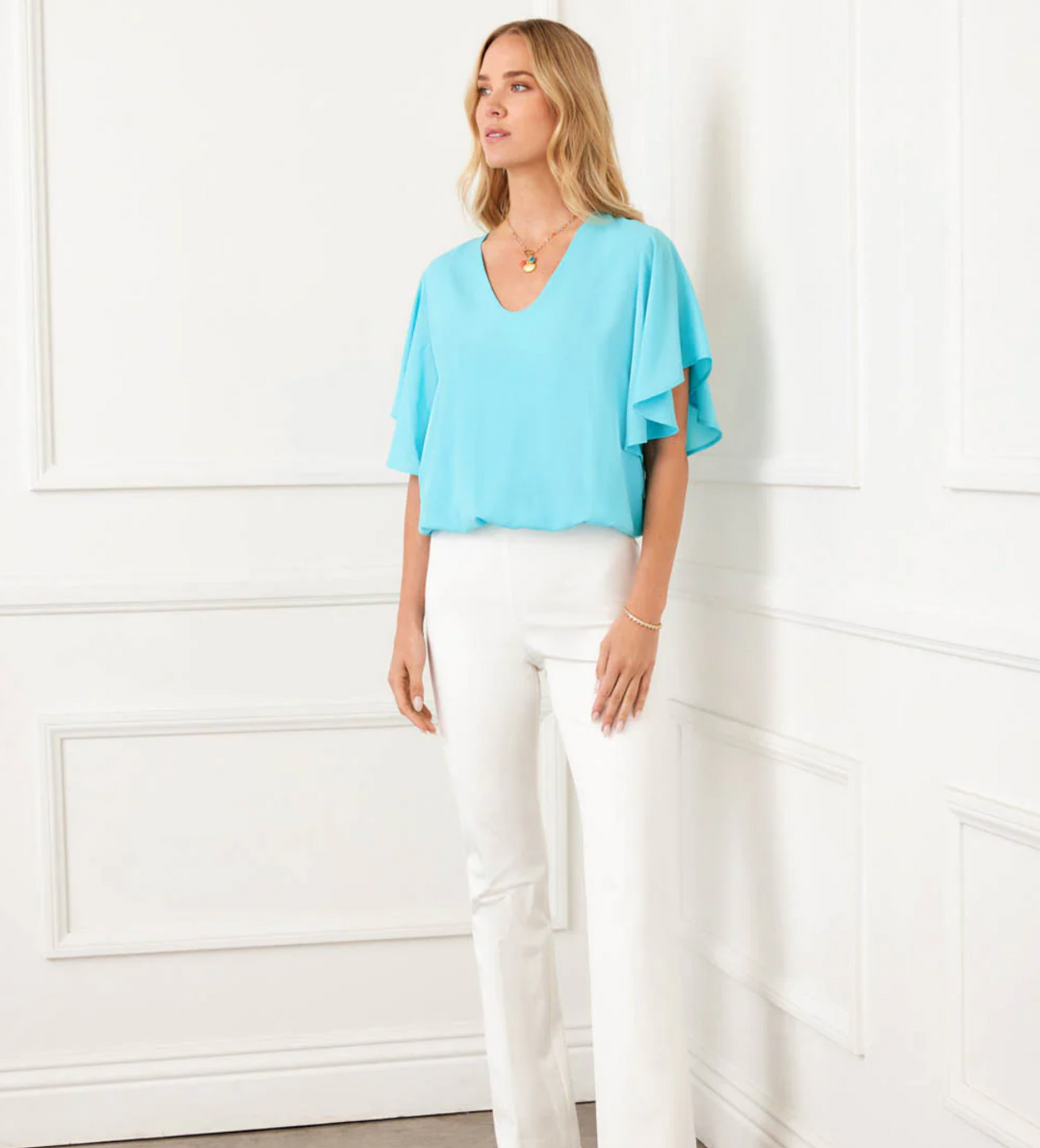 Karen Kane Aqua Affair Blouse