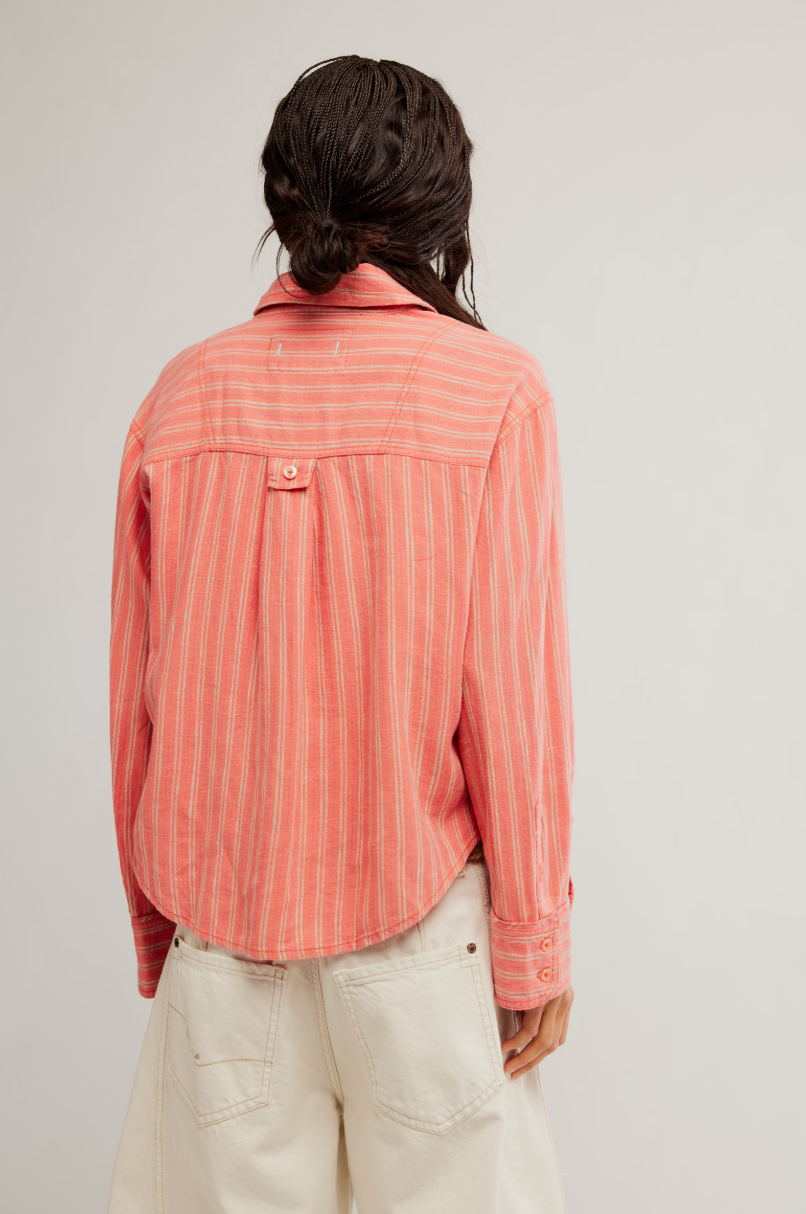 Free People Striped Linen Laurel Top