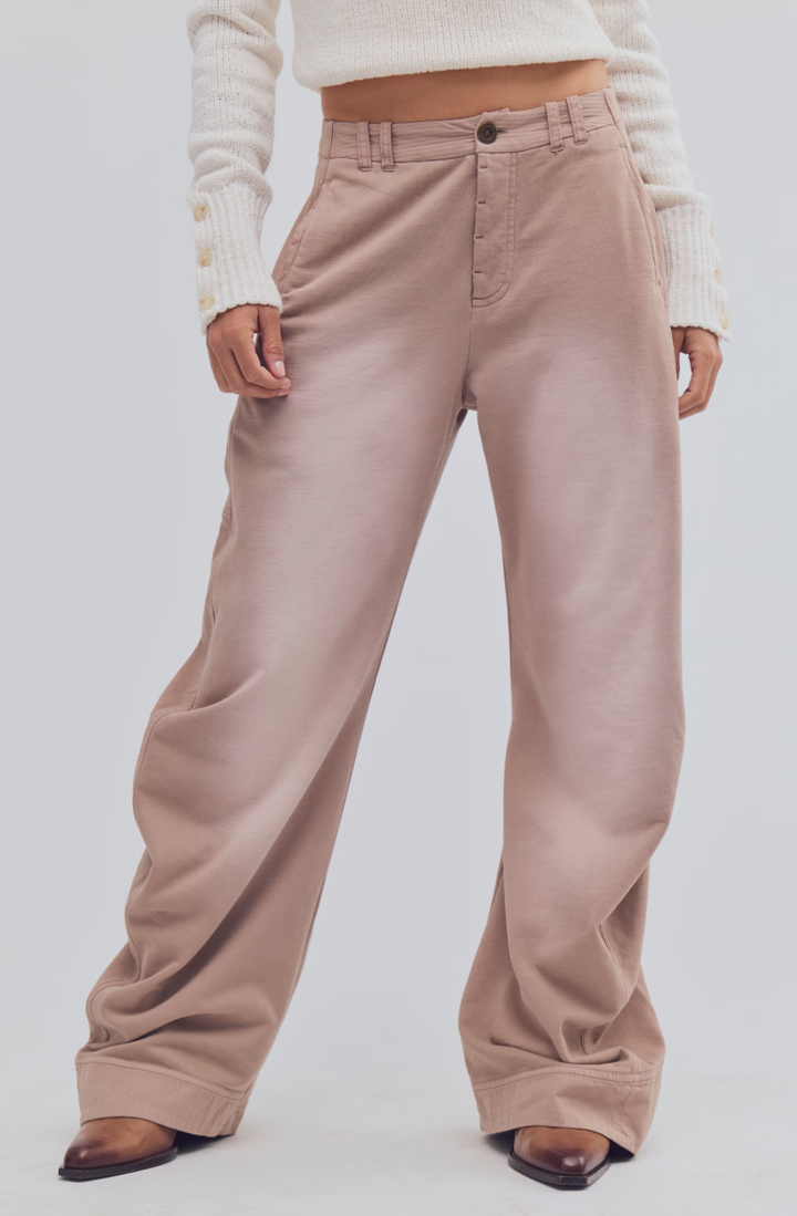 Free People Spotlight Knit Trouser in Stucco