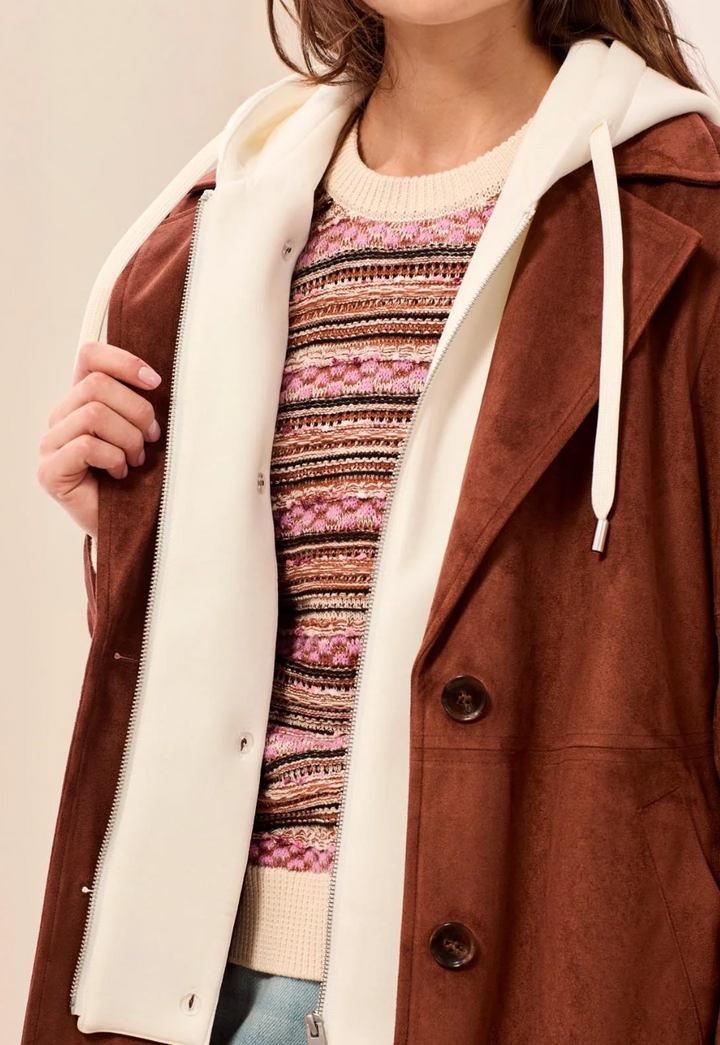 Tribal Fall Favorite Trench Coat with Removable Hood
