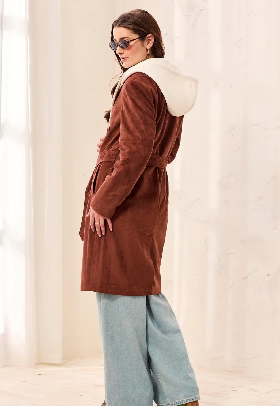 Tribal Fall Favorite Trench Coat with Removable Hood
