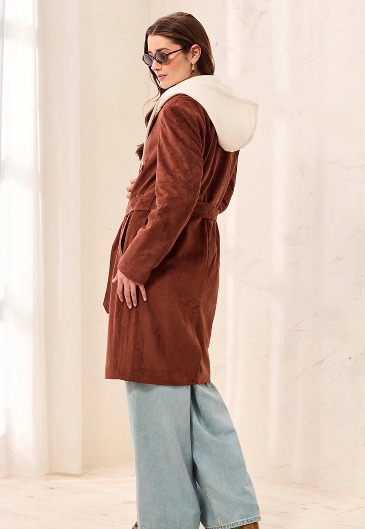Tribal Fall Favorite Trench Coat with Removable Hood