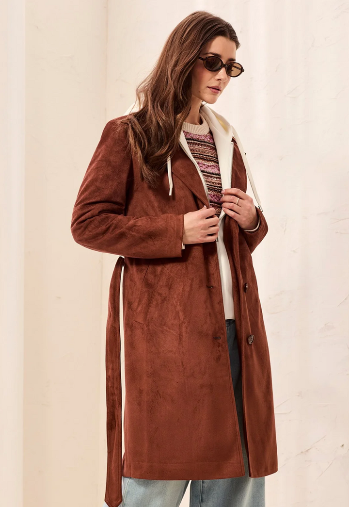 Tribal Fall Favorite Trench Coat with Removable Hood