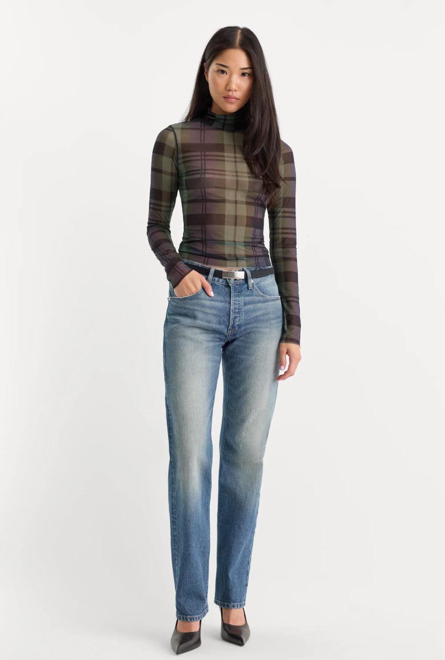 Good American The Mesh Turtleneck
