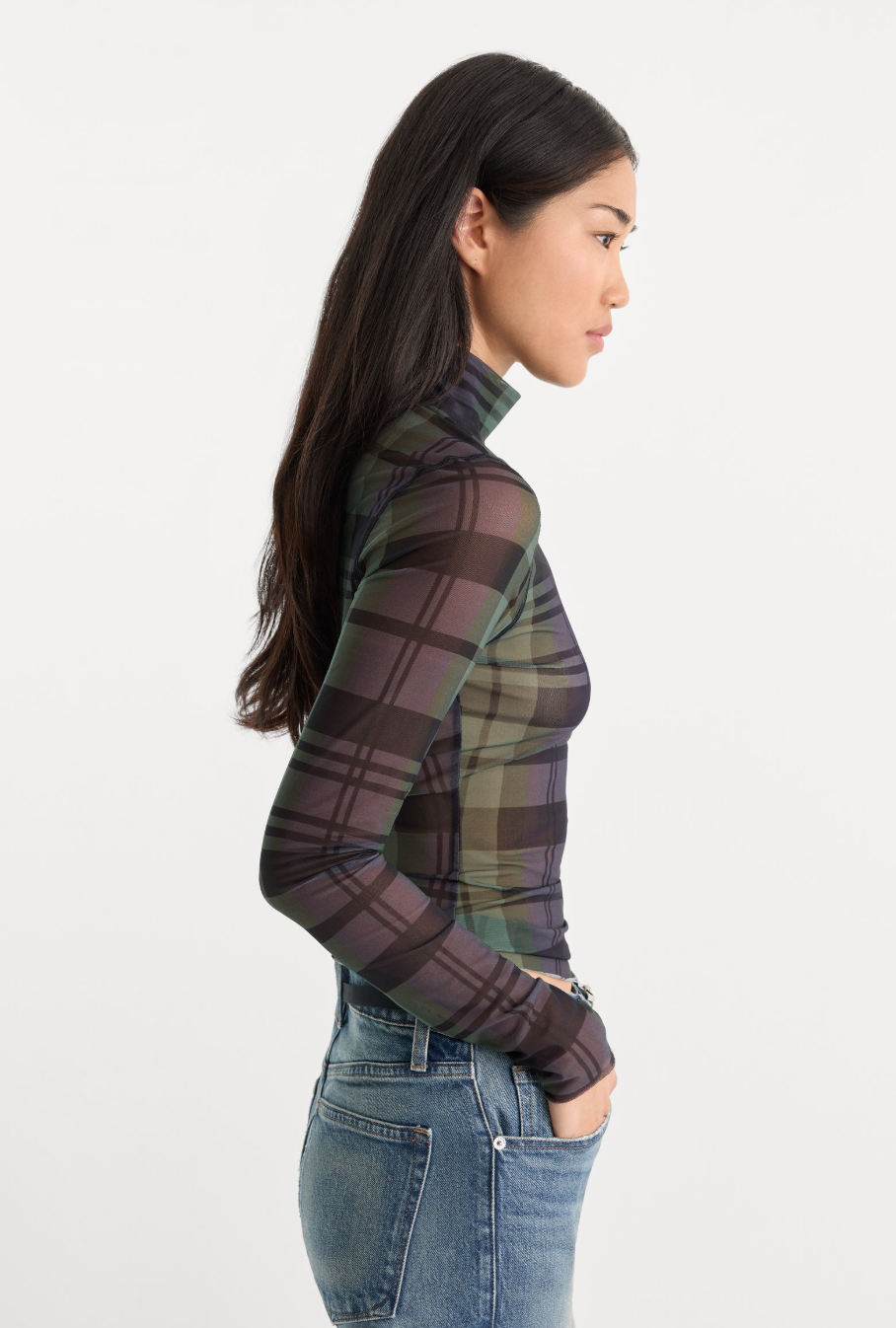 Good American The Mesh Turtleneck