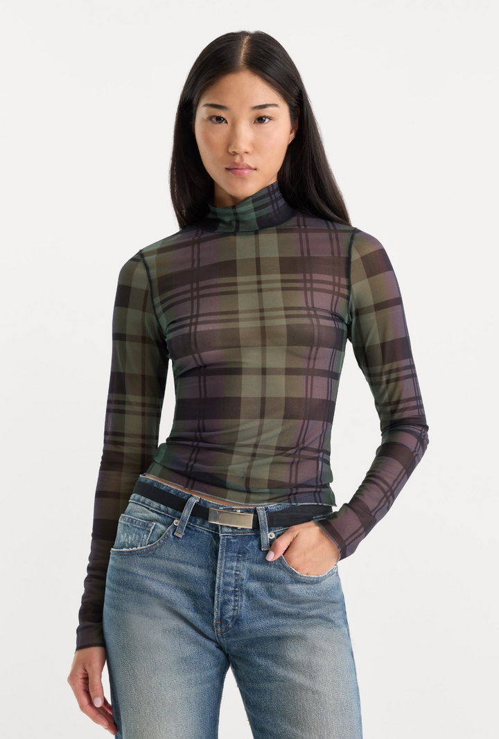 Good American The Mesh Turtleneck