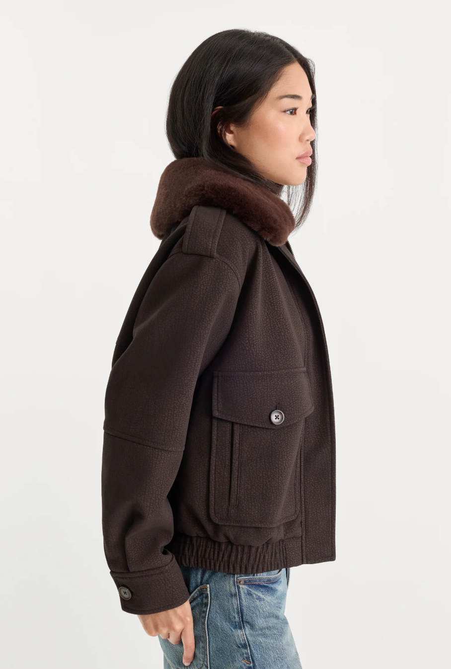 Good American The Faux Leather Bomber