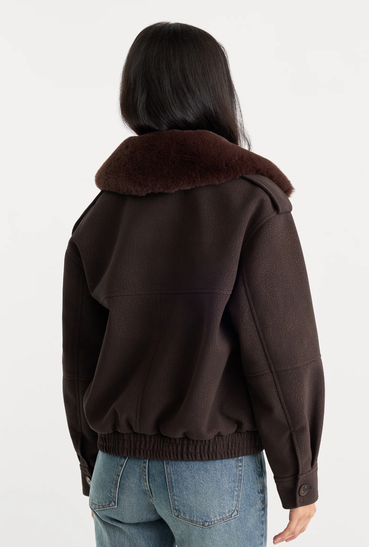 Good American The Faux Leather Bomber