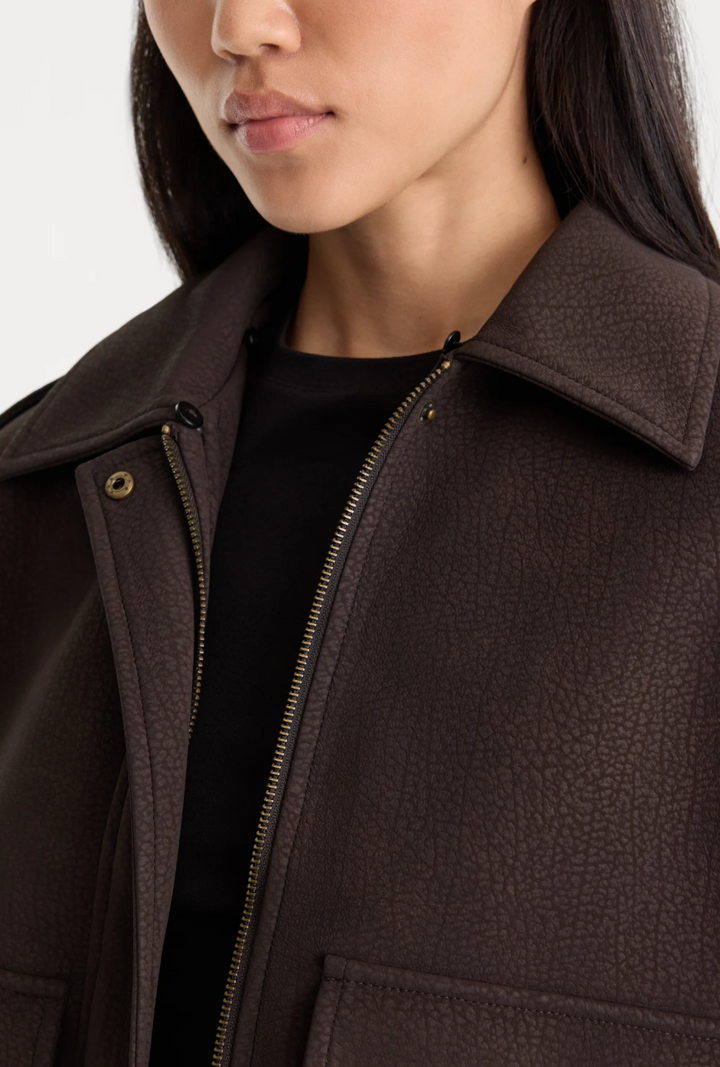 Good American The Faux Leather Bomber