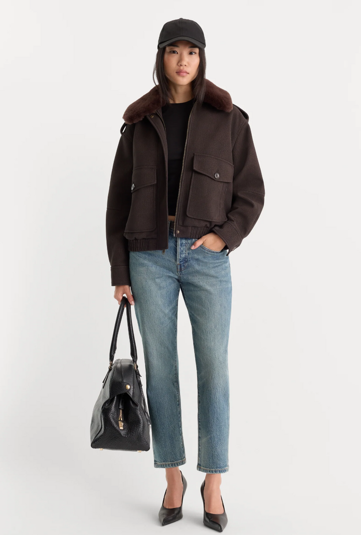 Good American The Faux Leather Bomber