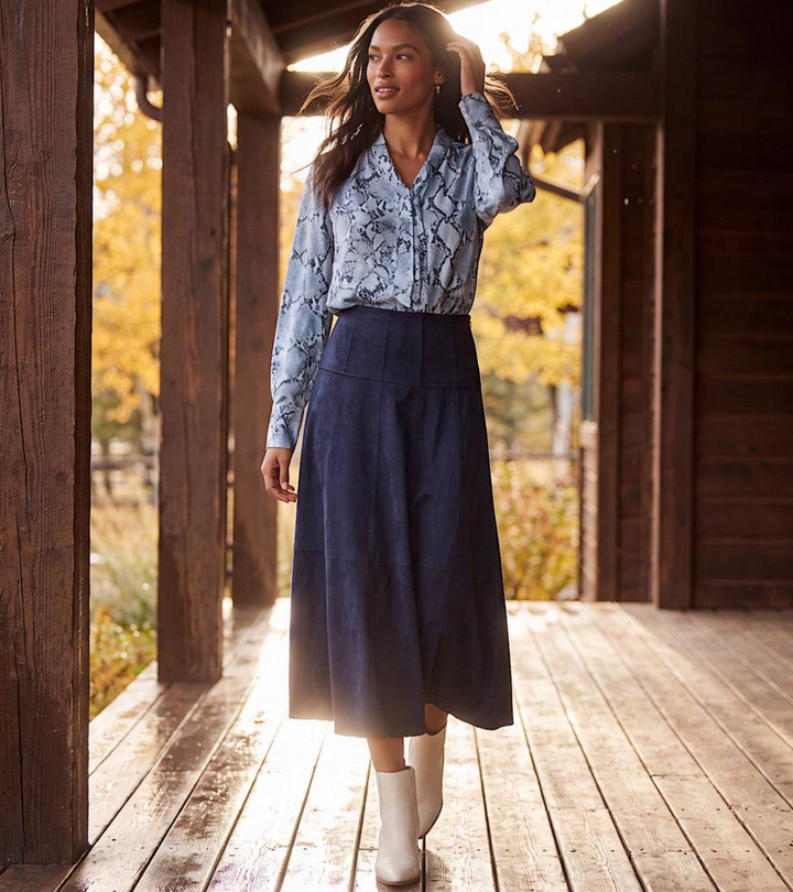 Karen Kane Effortlessly Polished Faux Suede Midi Skirt