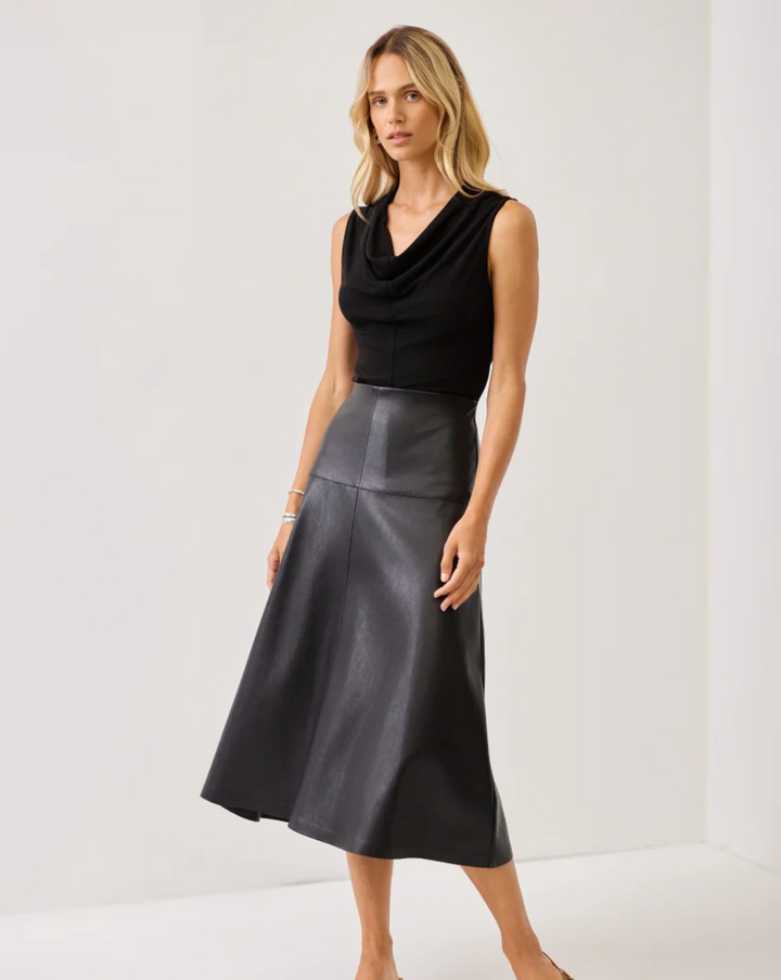 Karen Kane Sleek Advantage Faux Leather Midi Skirt