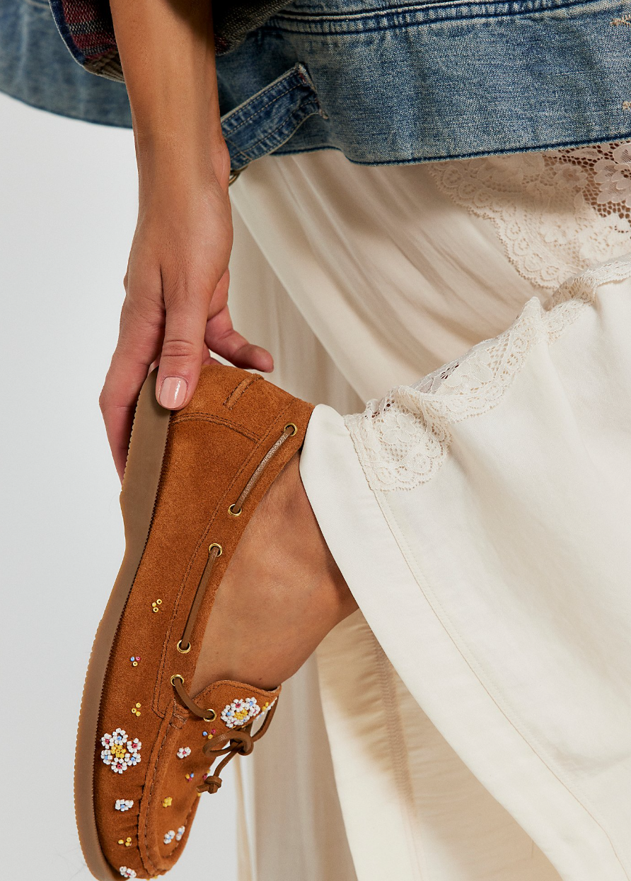 Free People Sandy Seed Bead Boat Shoes
