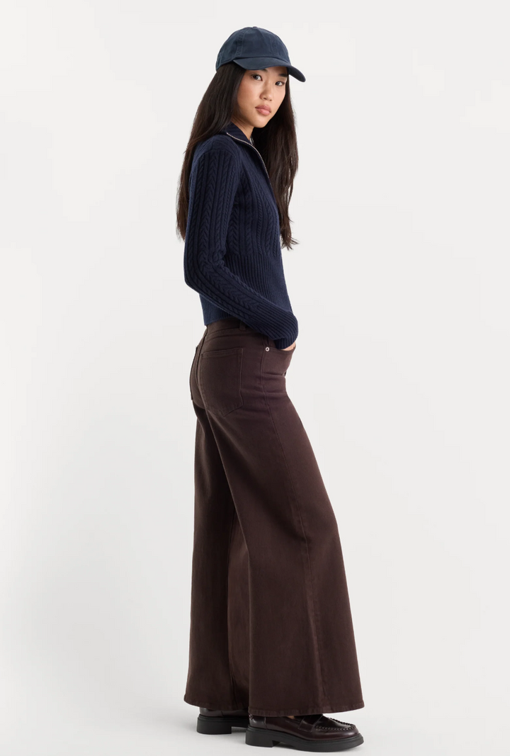 Good American Good Waist Palazzo Ankle in Espresso