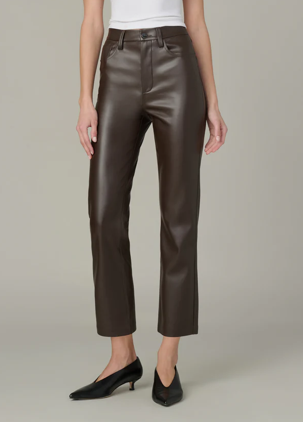 Joes Jean The Lyra Slim Ankle Vegan Leather in Dark Chocolate