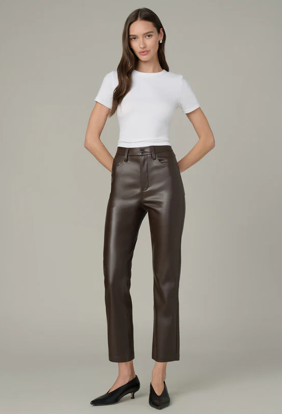 Joes Jean The Lyra Slim Ankle Vegan Leather in Dark Chocolate