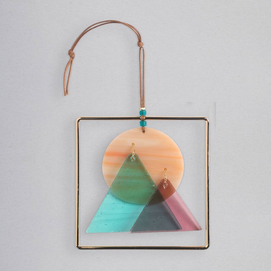 Scout Sunset Mountains Stained Glass Light Catcher